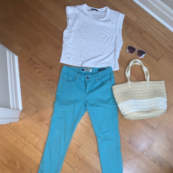 Teal blue skinny jeans size 5/6 (28) - Picture 2 of 5